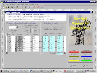 AC series voltage drop calculator